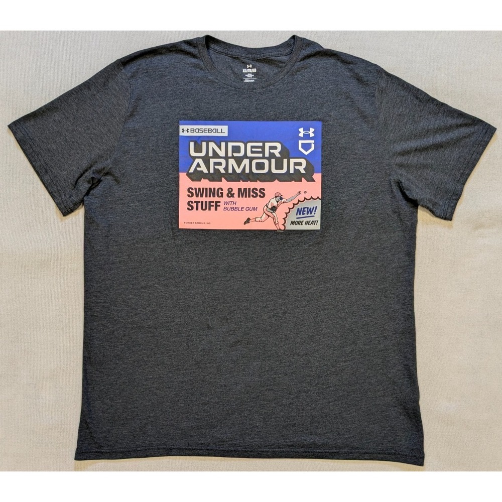Under Armour Baseball Shirt Mens 2XL XXL Black Loose Training Short Sleeve